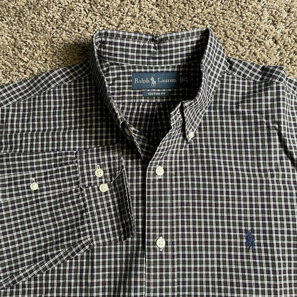 Ralph‎ Lauren custom fit button-down Shirt 17 36/37 Casual Office Logo Preppy